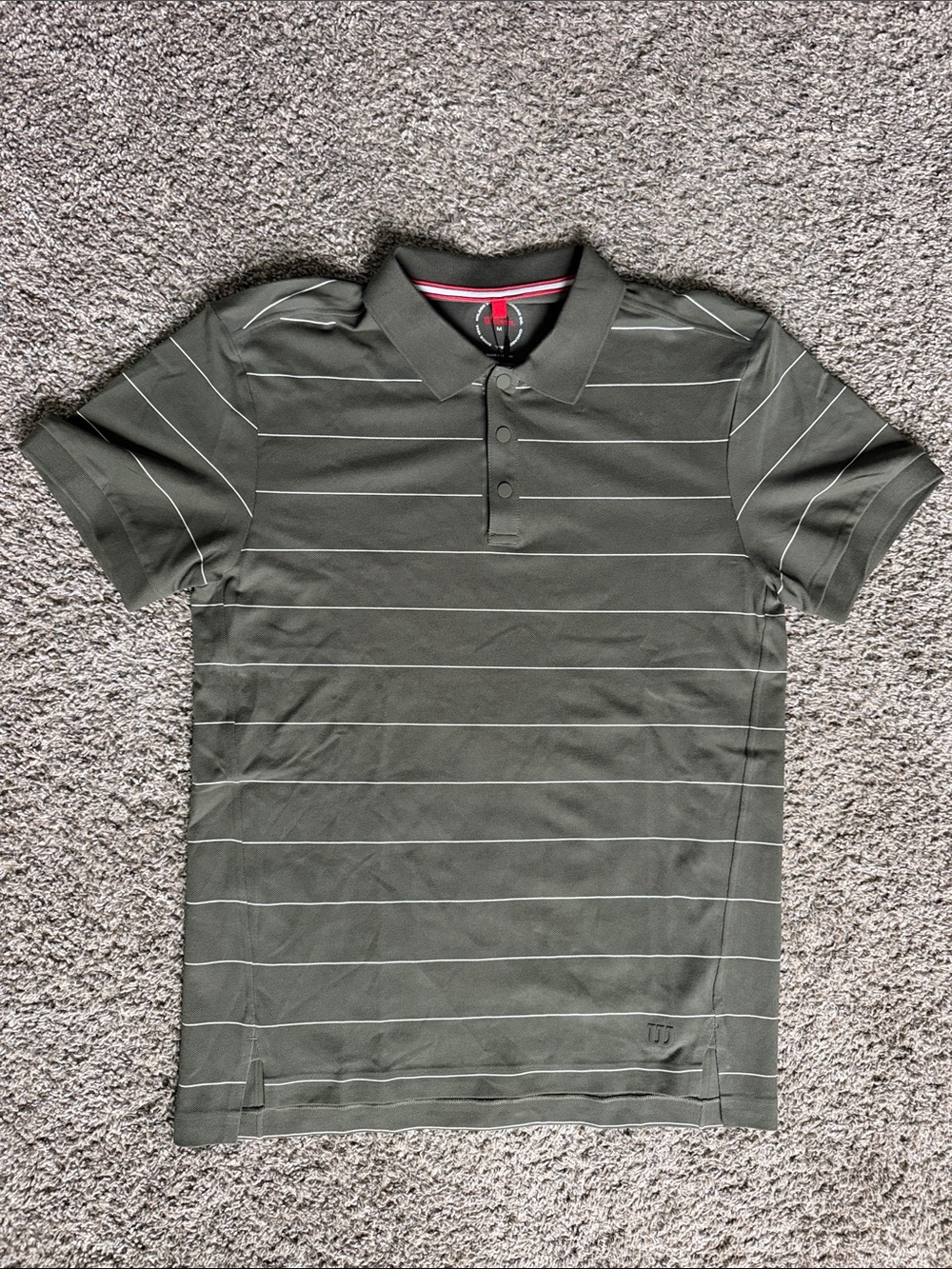 Wilson Men's Olive Striped Polo with Subtle White Lines